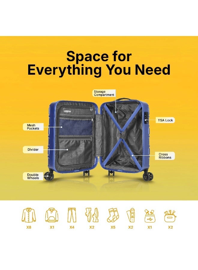 AMERICAN TOURISTER Bricklane Suitcase, Cabin Size 55 cm / 20 inch, 4 Spinner Wheels, Hard Top, Polycarbonate, Oxford Blue|Lightweight|Scratch & Impact Resistance|TSA Lock|Inner Mesh Zippered Pocket - 3 Years International Warranty - Image 4